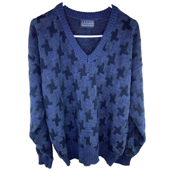 Jantzen Other - Jantzen Sweater Mens Large Geometric Long Sleeve Knit Classic Pullover VTG NWT